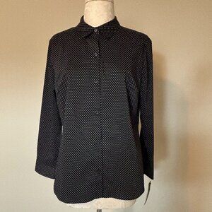 APT. 9 Black & White Dotted Button-up Dotted Shirt - Office attire